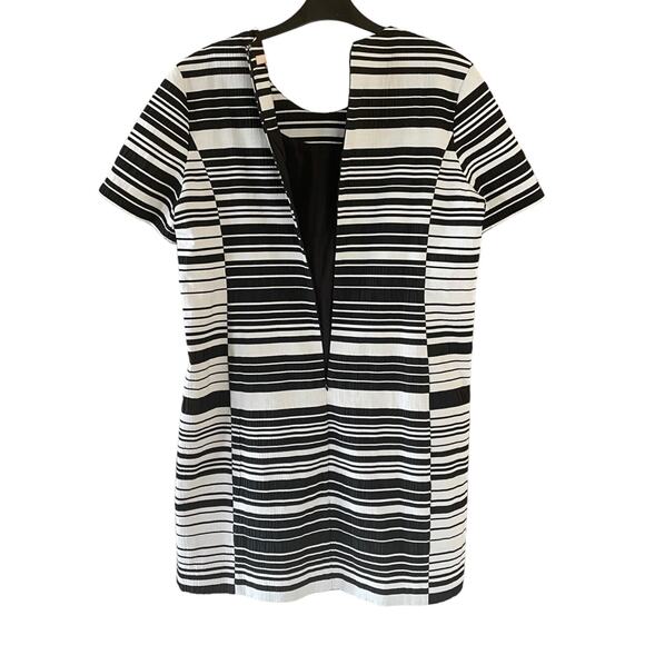 HUTCH Anthropologie "Britton" Size XL Black White Stripe Textured Back Zip Dress - Picture 6 of 10